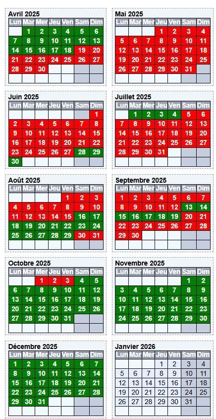 Planning la piboulo 2025